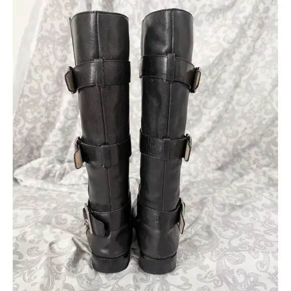 Coach Jordan tall black leather moto riding boots size 6 - Picture 6 of 15
